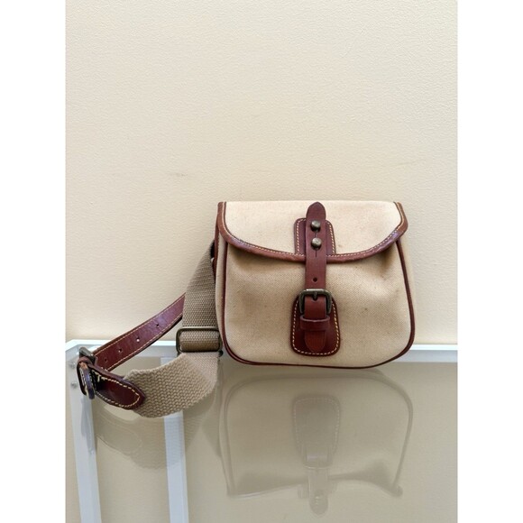 Wathne Handbags - WATHNE Canvas Leather Waist Belt Bag With Buckle Adjustable Strap Vintage Tan